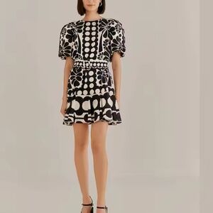 NWT Farm Rio Black Palermo Mini dress with belt